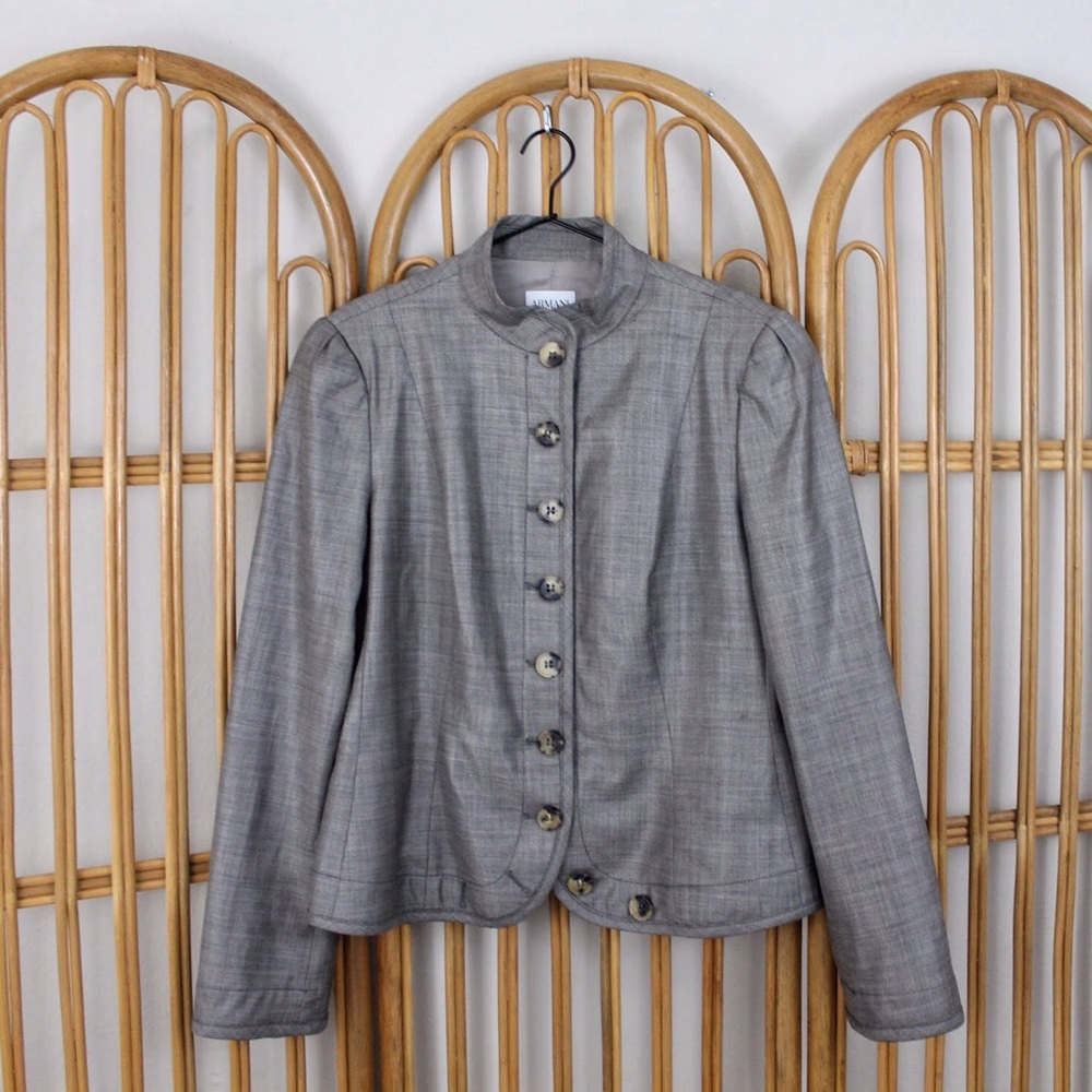 Armani Collezioni Mandarin Neck Wool Blend Blazer